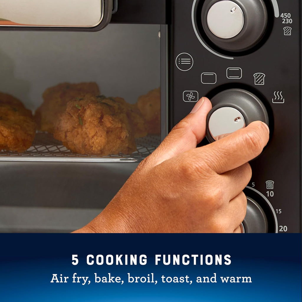 Compact Air Fryer Toaster Oven. Convection Countertop Pizza Oven, 4-Slice Toaster with 5 Cooking Functions – Air Fry