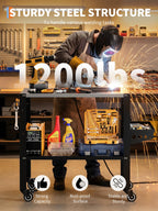 36 x 18 Inch Welding Table, 1200 Lbs Capacity Welding Workbench, Black