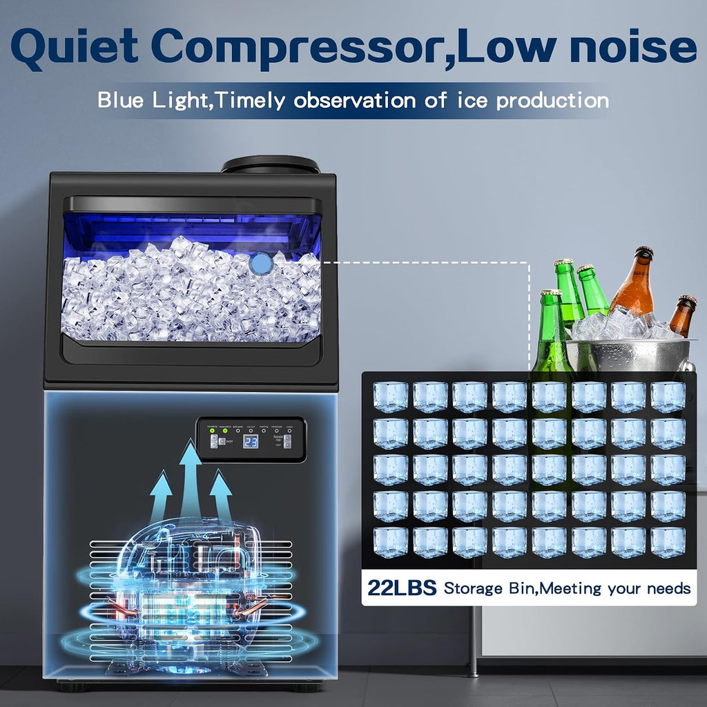 110LBS/24H Commercial Ice Maker Machine Under Counter/Freestanding