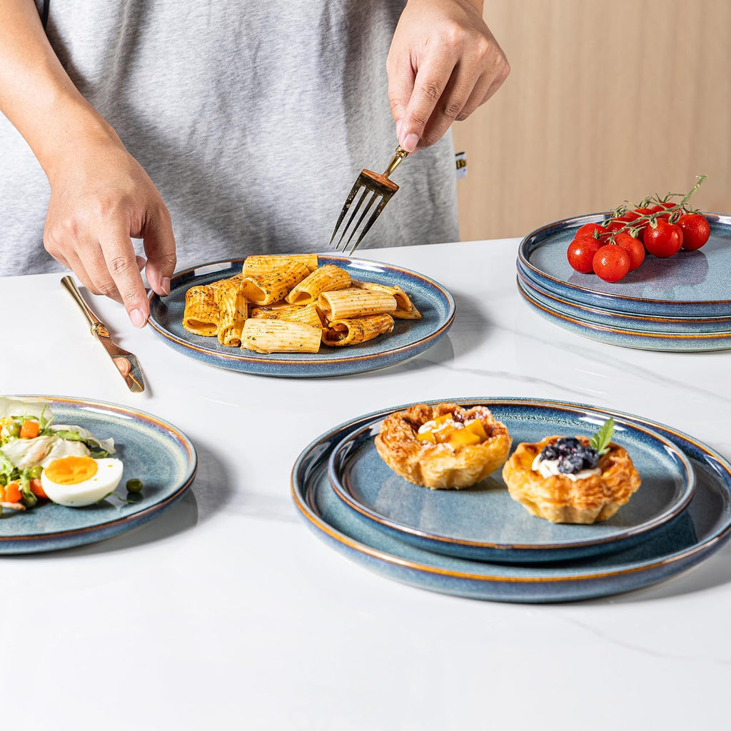 Ceramic Plates Set of 6, 8.5 Inch Stoneware Small Plates Set
