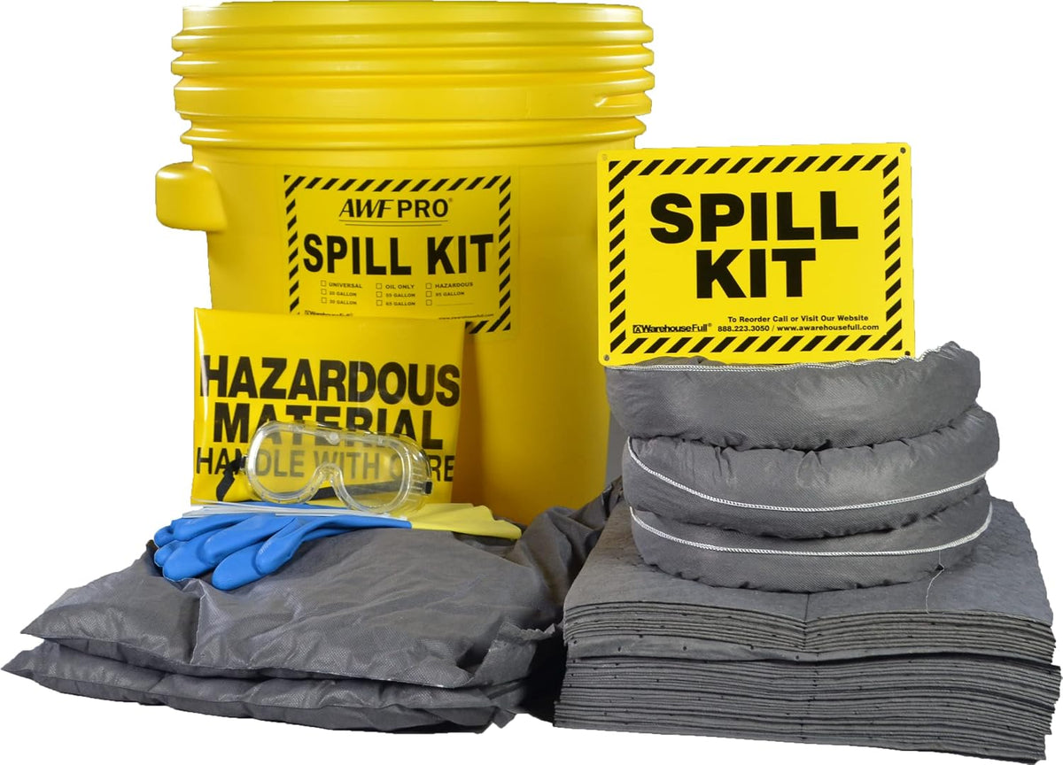 AWF PRO 20 Gallon Universal Spill Kit, 59 Pieces
