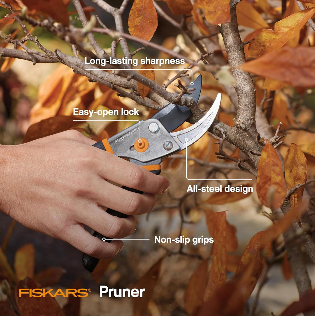 Bypass Pruning Shears, 5/8" Cut Capacity Gardening Scissors, Self-Cleaning Sap Groove Prevents Sticking, Non-Slip