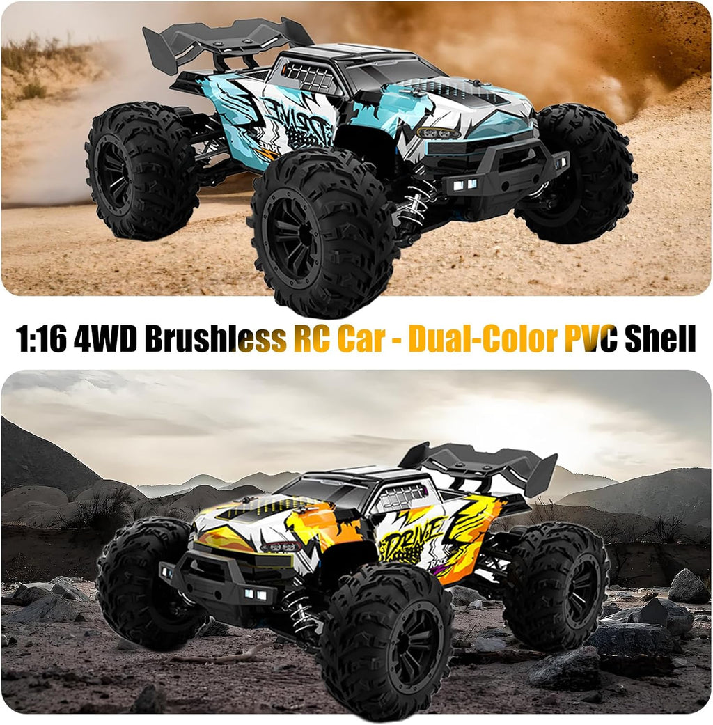 1:16 Scale Brushless RC Car - 50+ MPH High Speed All Terrain Off-Road Monster Truck for Adults & Teens 14+ | 2.4GHz