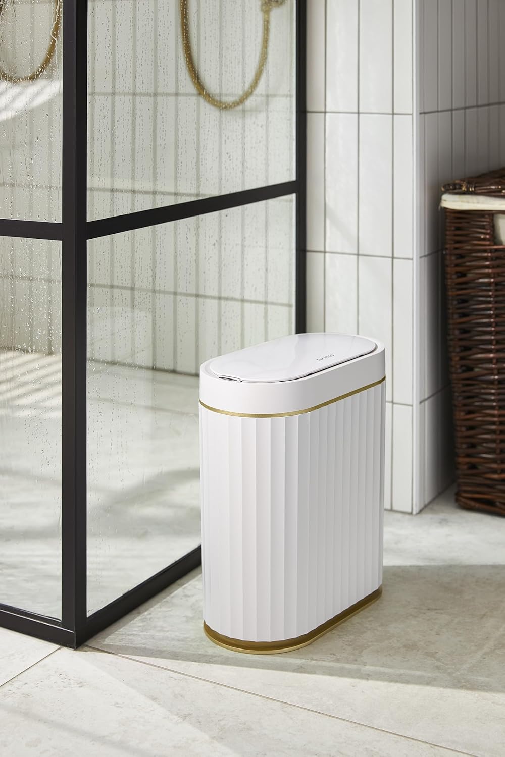 Bathroom Trash Can with Lid 2 Gallon Sensor Garbage Can, Automatic Trash Bin, Motion Sensor Trash Can, IPX5