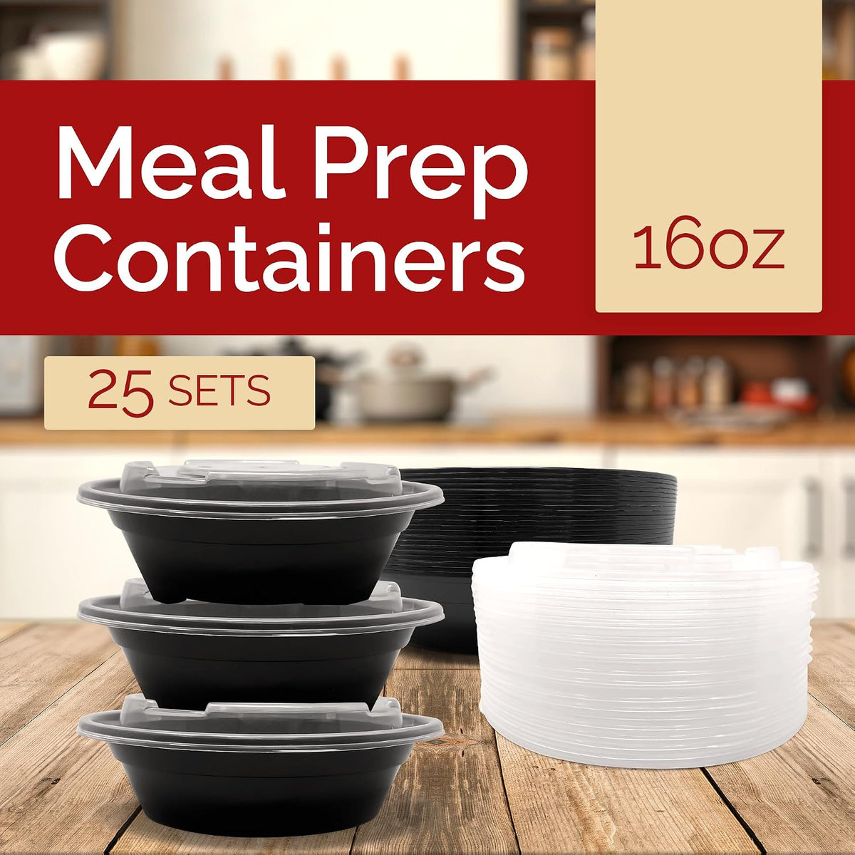 Meal Prep Container Bowls, 16 oz (25 Pack) Meal Prep Containers