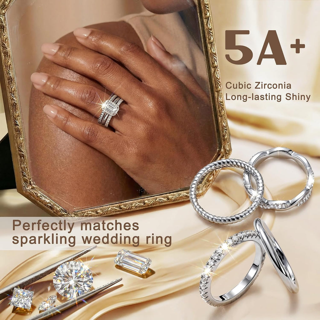 Stackable Rings for Women Non Tarnish Dainty 14K Gold Plated Stackable Thin Rings Cubic Zirconia Thumb Ring Set