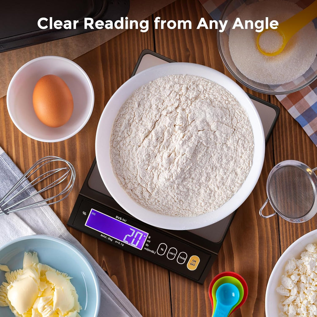 Baking Scale 0.1 Gram Accuracy Digital Scale for Kitchen, Candle, Soap and Sourdough Bread Making, with Percentage