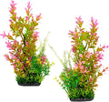 Aquarium Plants 2-Pack Plastic Fish Tank Decor Pink Gradient