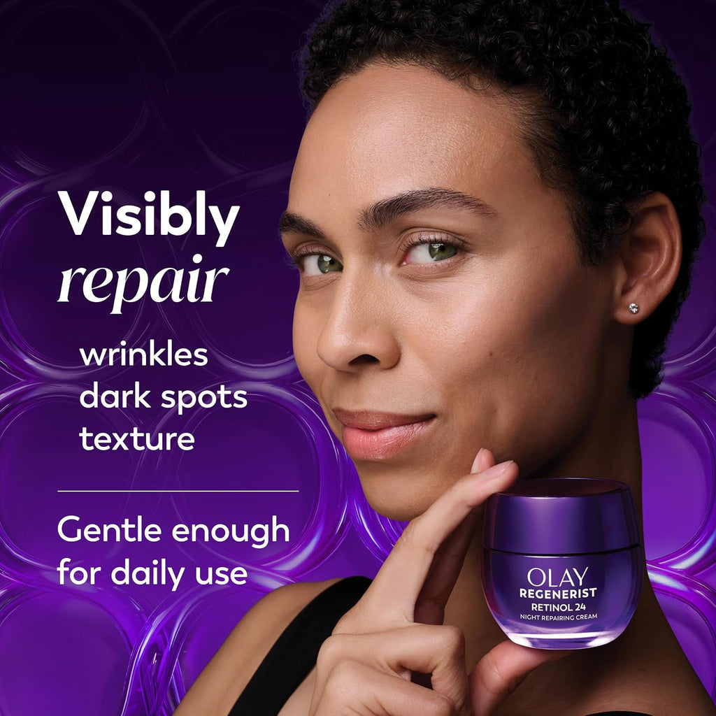 Retinol Night Cream for Women, Anti-Aging Face Moisturizer, Fragrance-Free, Non Greasy - Anti-Wrinkle, Smooth Fine
