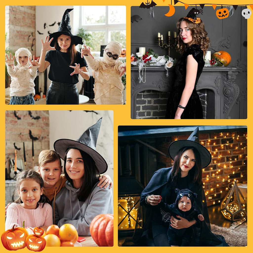 Witch Hat for Women Halloween Wizard Hat with Gold Star Party Hats for Adults Halloween Costume Accessories