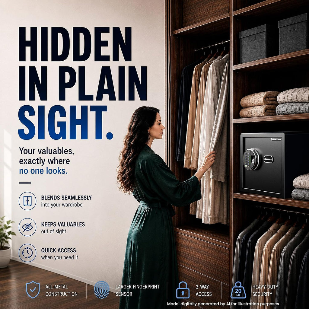 20LB Biometric Safe with Fingerprint Lock, 3-8 Digit PIN | 0.80 cu.ft. Safe with Silent Mode & LED & Backlit Keypad