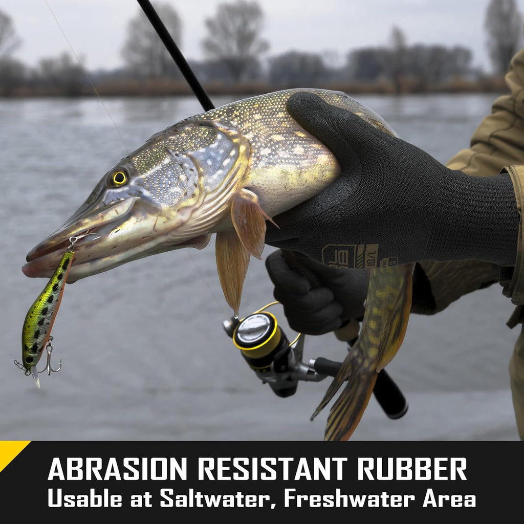 A3 Cut Resistant Safety Work Gloves with Nitrile Grip, Touchscreen & Flexible for Gardening Fishing Construction