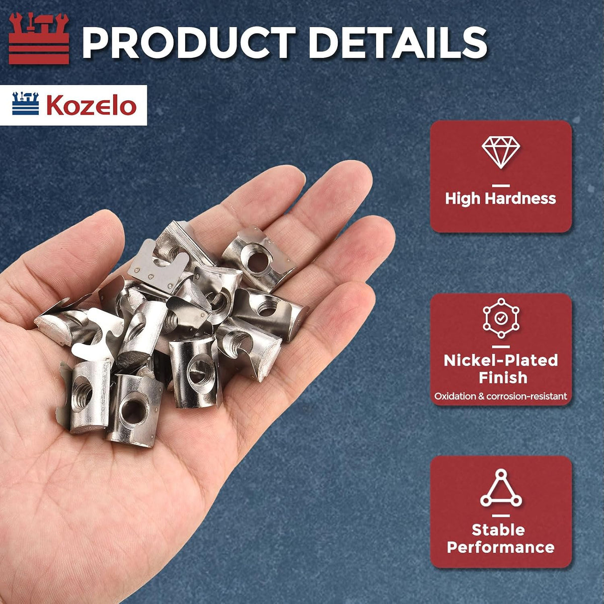 30Pcs Roll in Spring t Nuts M8-1.25 4040 Series t Nuts Silver