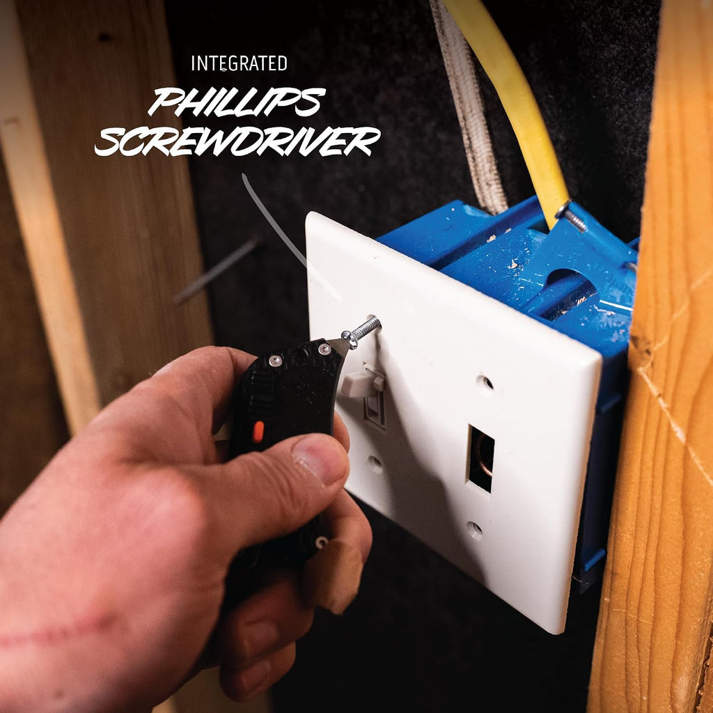 SlideWinder - Utility Knife Multitool with Standard Replaceable Razor Blade, Screwdrivers, Prybar, Bottle Opener and