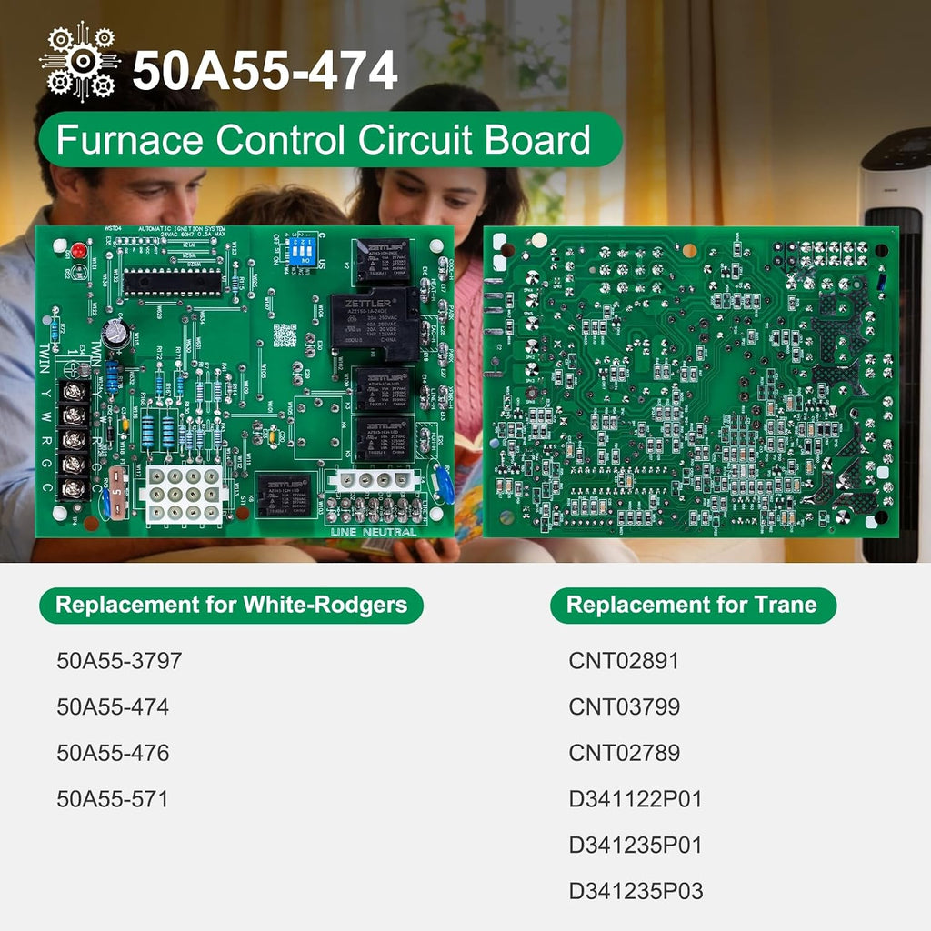 50A55-3797 Furnace Control Board, Replacement for White Rodgers 50A55-3797, 50A55-474 ,50A55-476 , 50A55-571,Trane Single Stage CNT02891 CNT03797 CNT02789