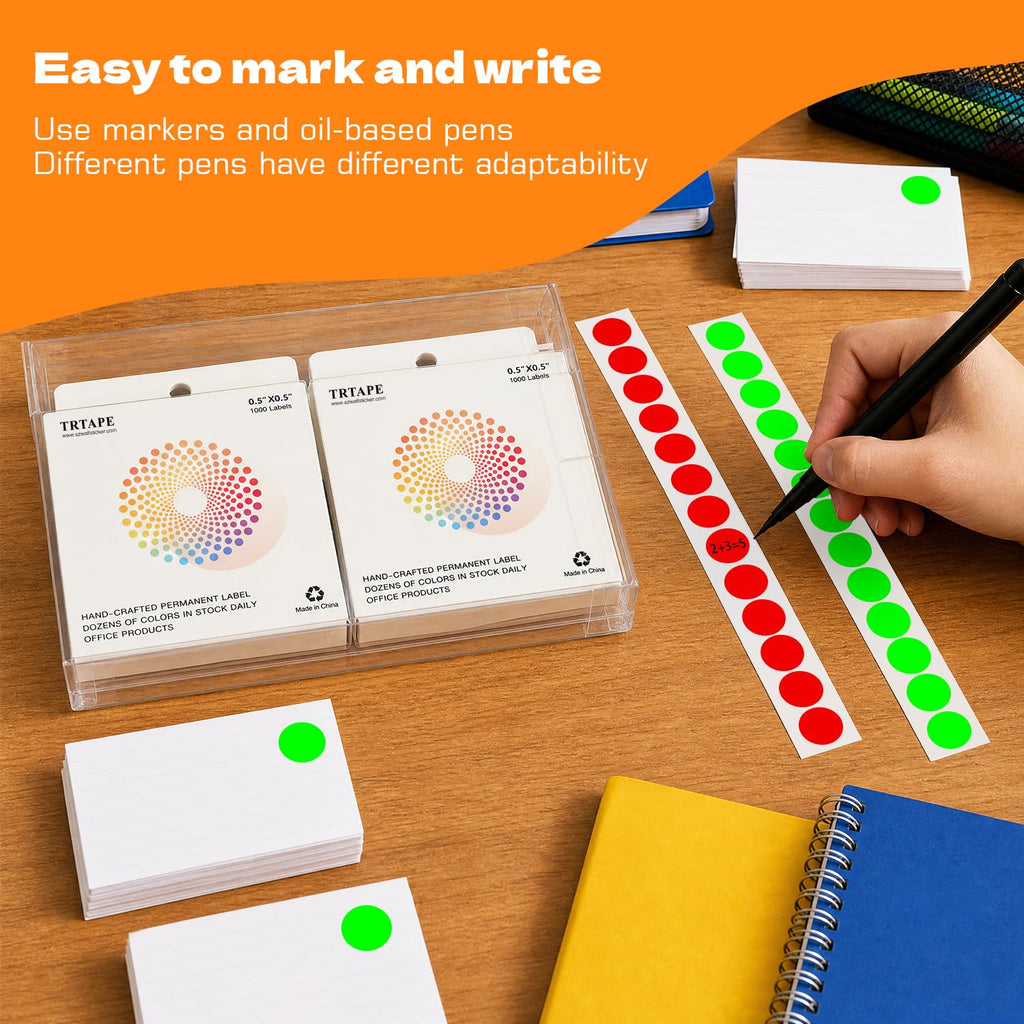 1/2 Inch Colored Dot Stickers, 2000 Colorful Dots Round Labels