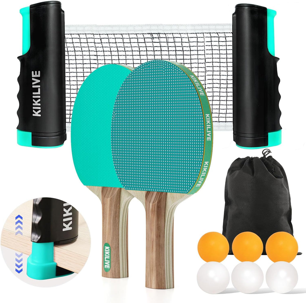 Ping Pong Paddle Set, 2-Sided Different Rubbers, Table Tennis Set | Smooth for Spin. Pimpled for Speed. Net Fits