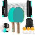 Ping Pong Paddle Set, 2-Sided Different Rubbers, Table Tennis Set | Smooth for Spin. Pimpled for Speed. Net Fits