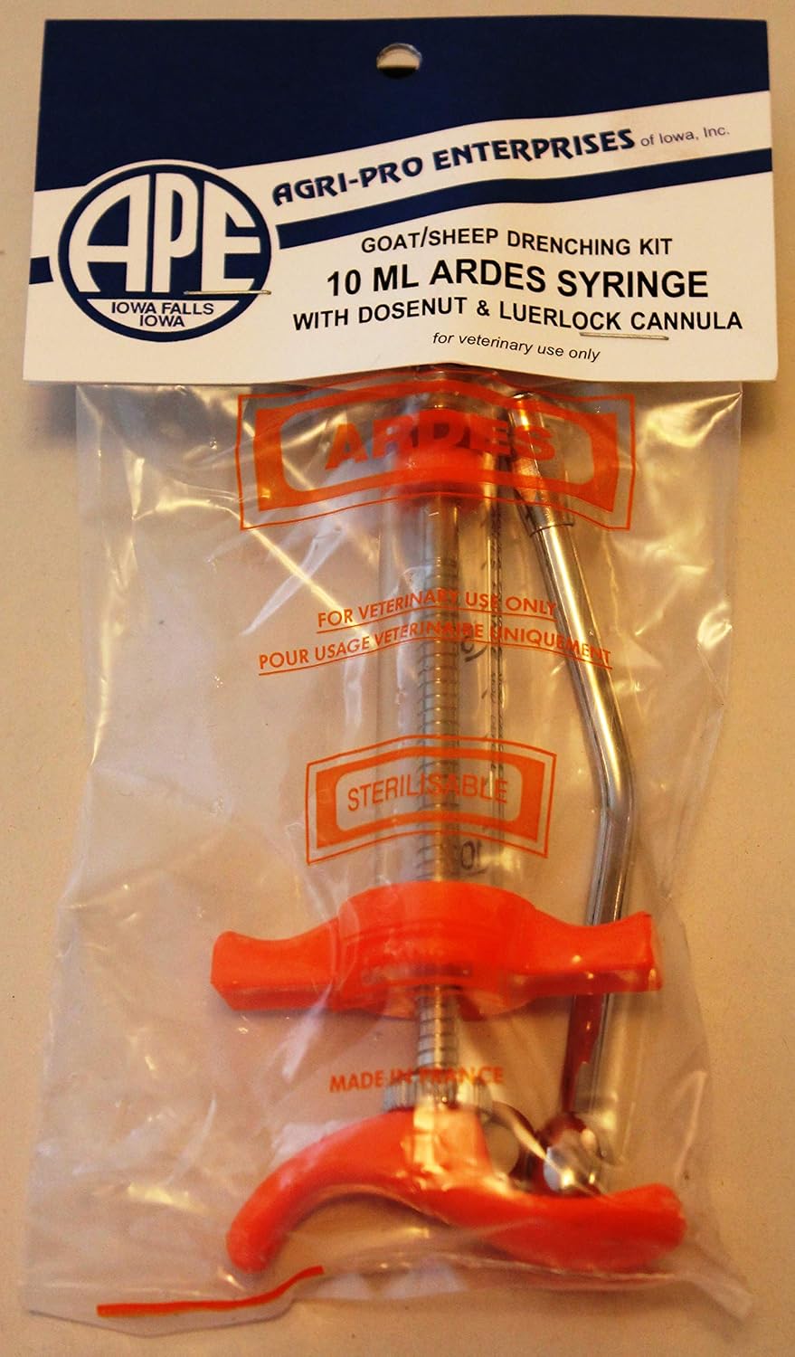 10cc Injector or Drencher Adjust Dose Syringe Re-Usable Sheep Goat Swine Wormer