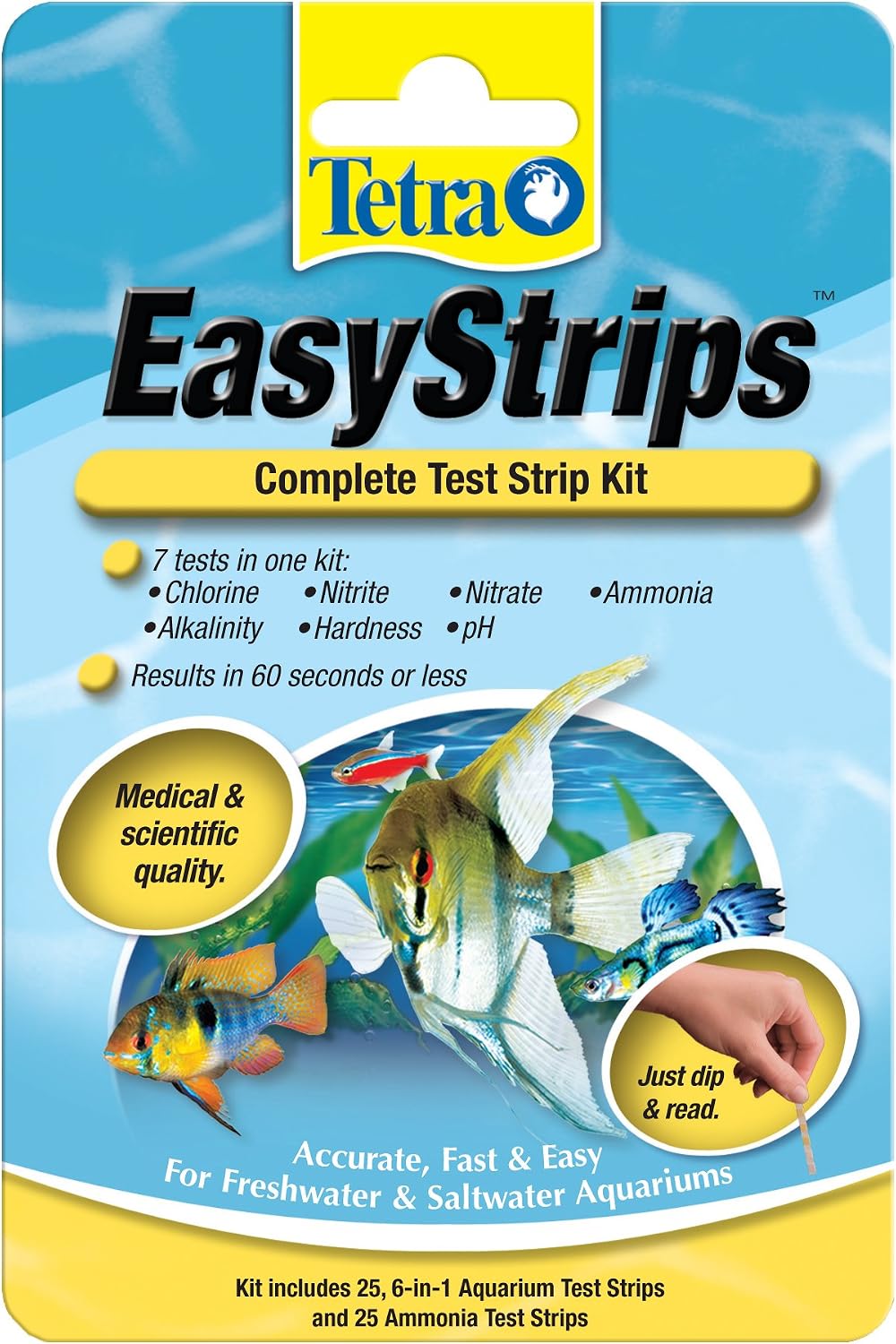 EasyStrips Complete Aquarium Water Test Kit, 25 Count | 7 Water Quality Tests In 1 Kit, Includes 25 6-In-1 Test