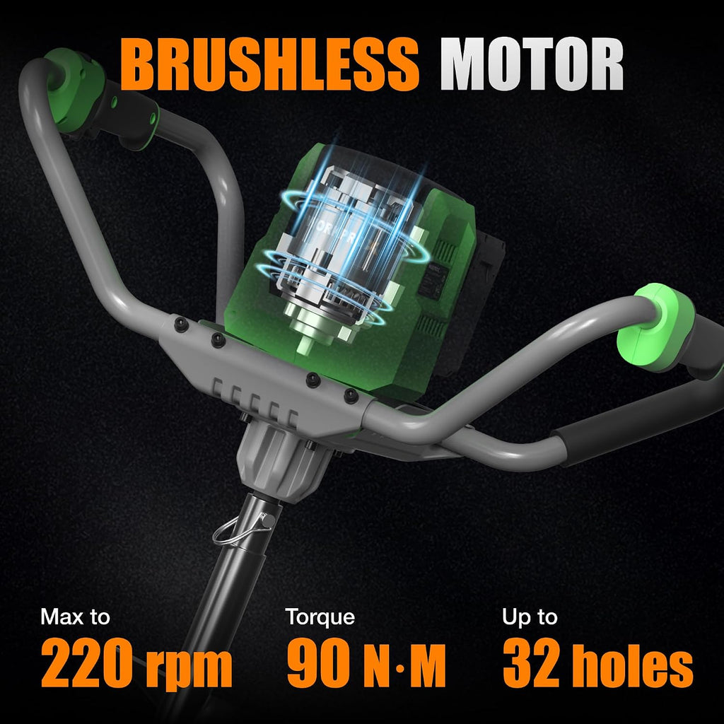 X 40V Electric Auger Post Hole Digger, 8" Auger, 66.4 ft·lbs Torque | 2-Speed & Reverse, Dual 4.0 Ah Battery, Brushless