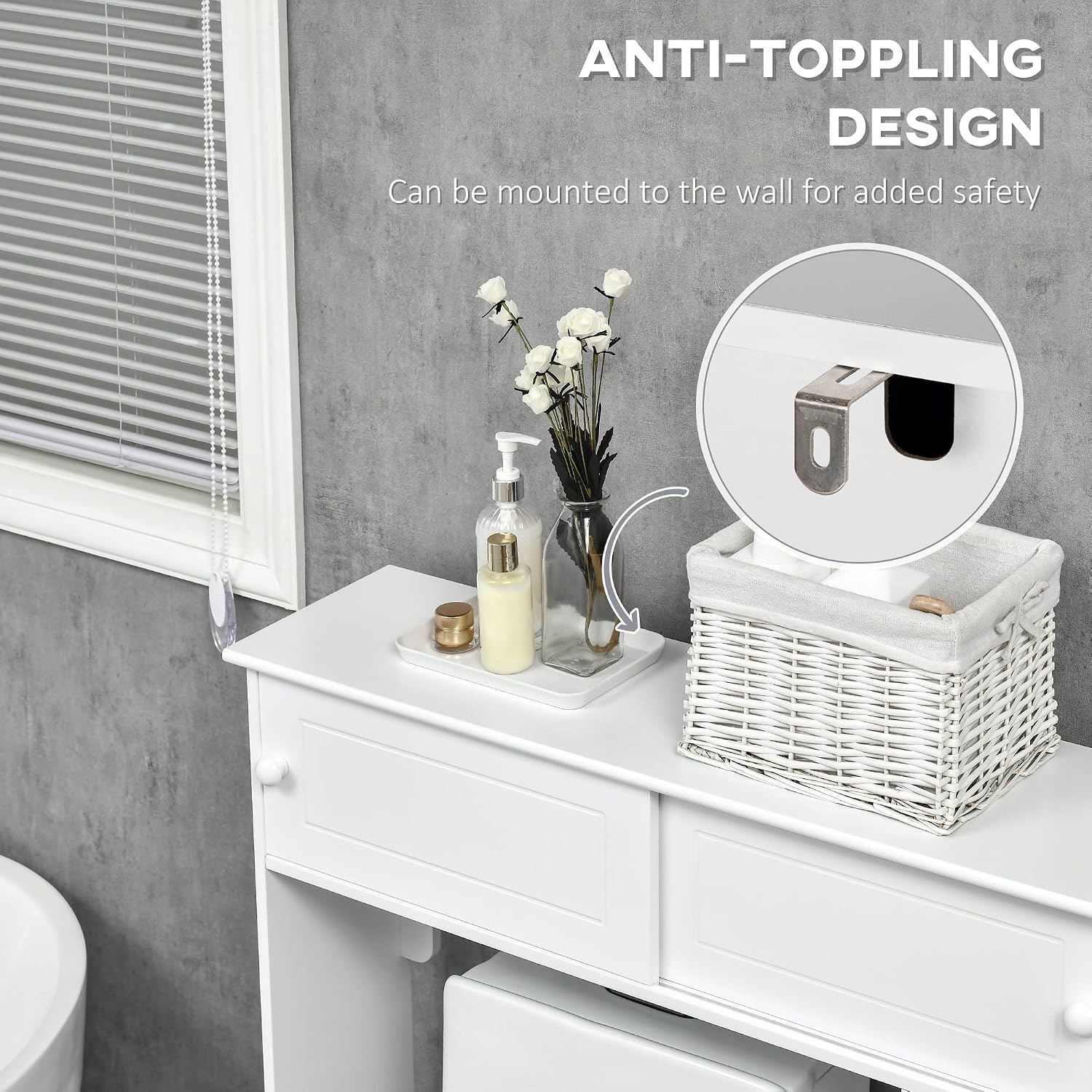 Over The Toilet Bathroom Cabinet Storage Cabinet White | Freestanding Toilet Rack, Bathroom Storage Organizer