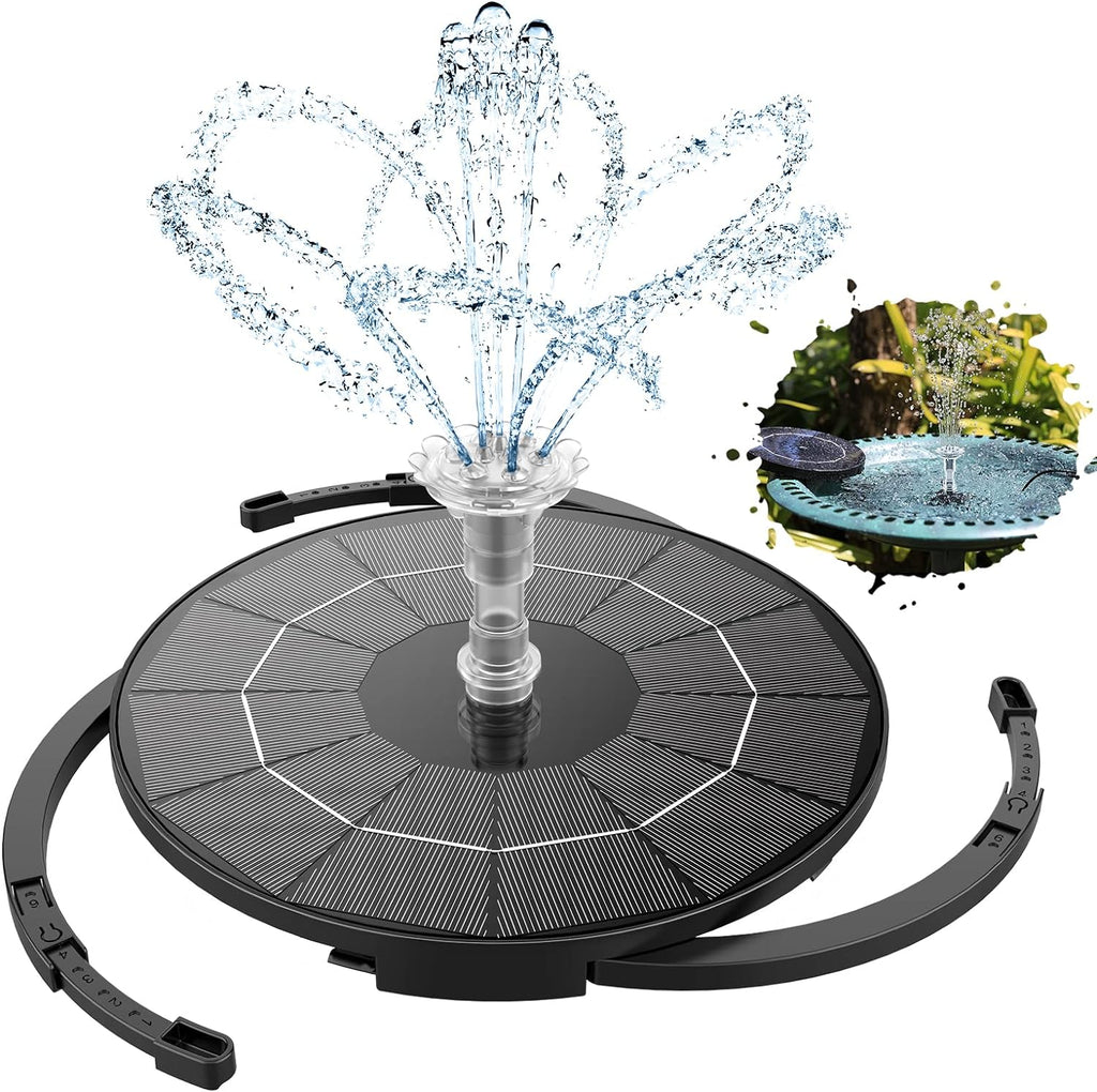 3.5W Solar Fountain Pump for Bird Bath Separated Design & 8 Nozzles