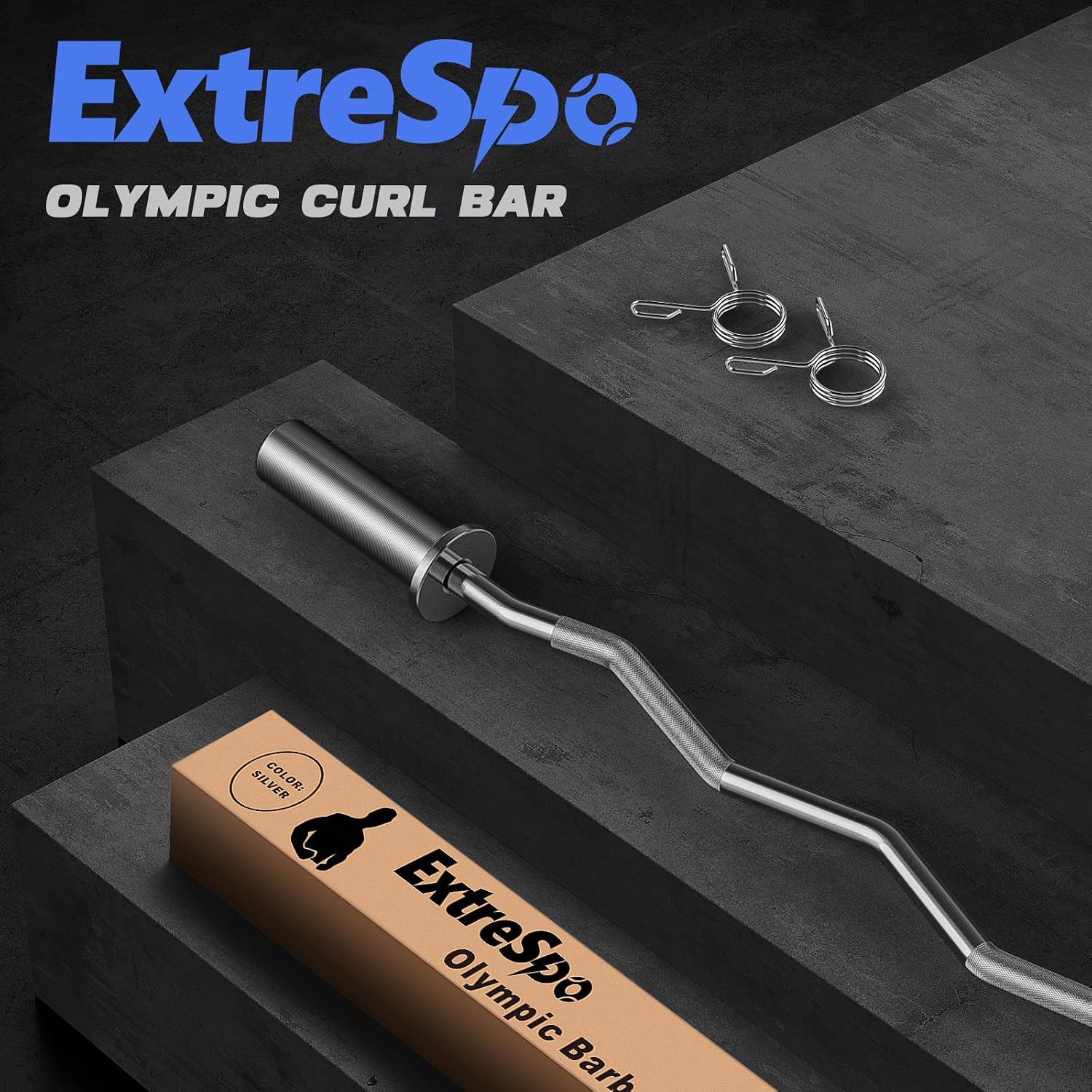 Olympic EZ Curl Barbell Bar, 47" EZ Curl Bar for Weight Lifting, Biceps, triceps, Back/Leg Muscle Group