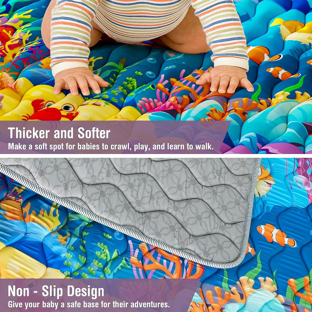 Baby Play Mat, 50x50 Thickened Playpen Mat, Waterproof & Non-Slip, Foldable Play Mat for Floor, Machine Washable
