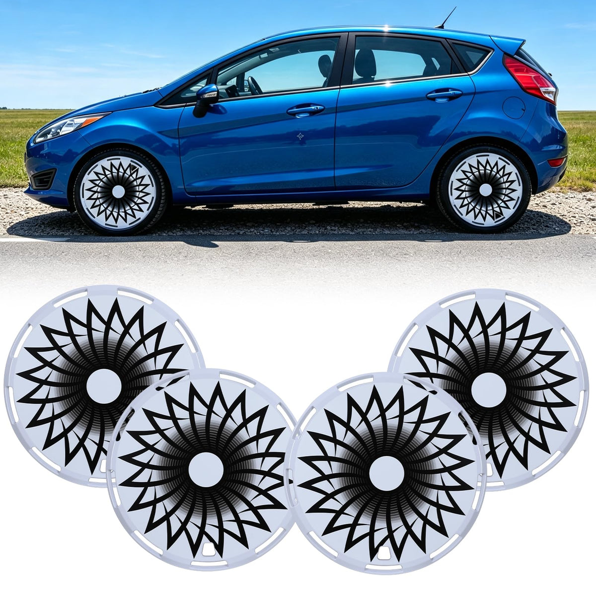 Universal 15 Inch Hubcaps Set of 4 Full Coverage UV Wheel Covers