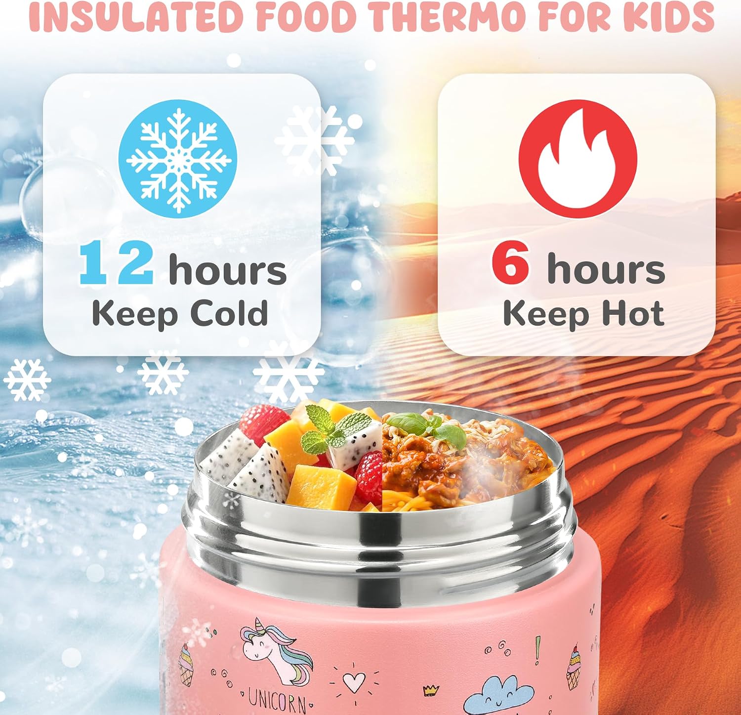 10oz Soup Thermo for Hot Food Kids Insulated Food Jar Container with Spoon Width Mouth Stainless Steel Leak Proof