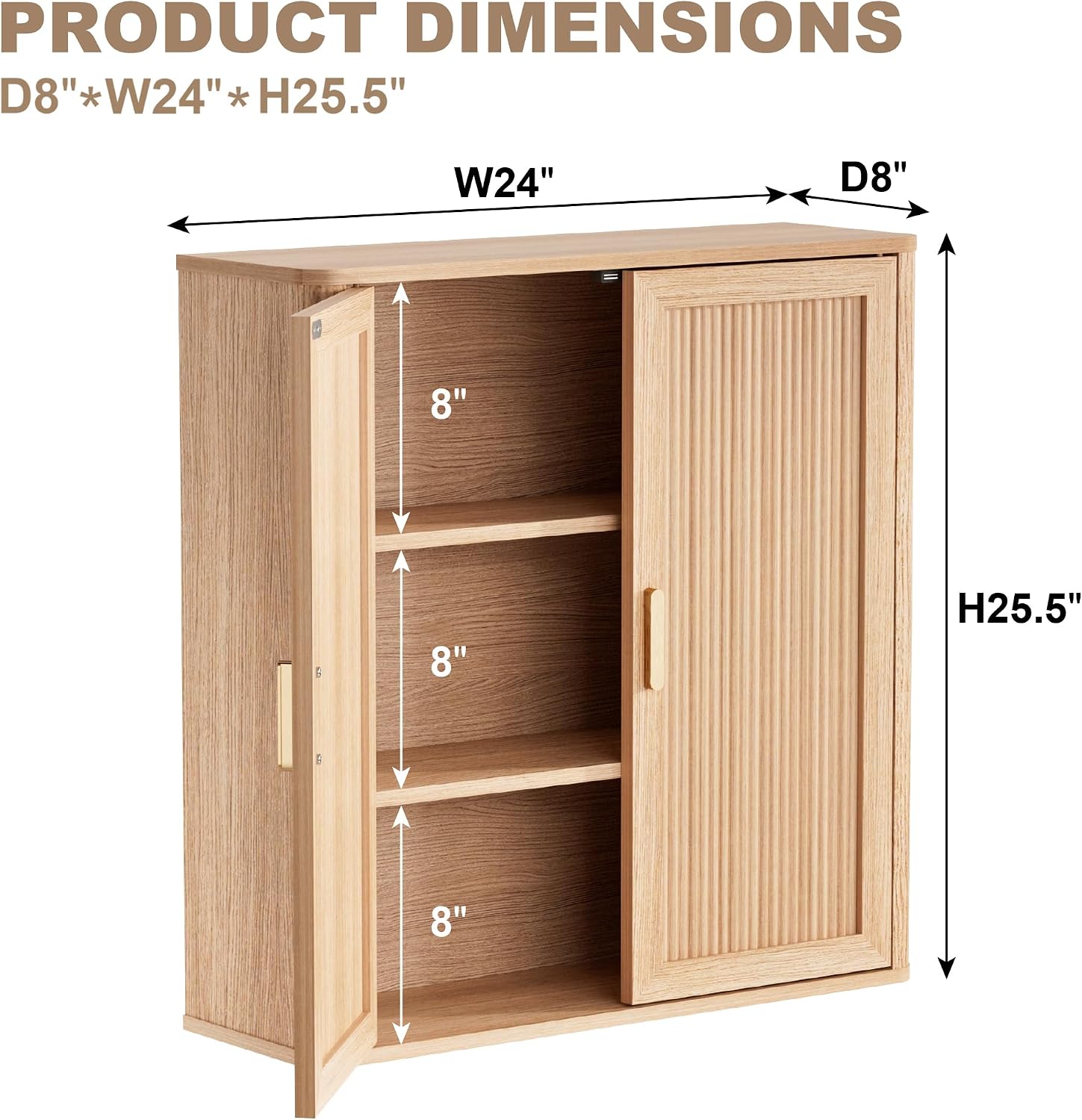 Bathroom Storage Cabinet, Over the Toilet Storage Cabinet, Medicine Cabinet with Adjustable Wood Shelf & Doors for