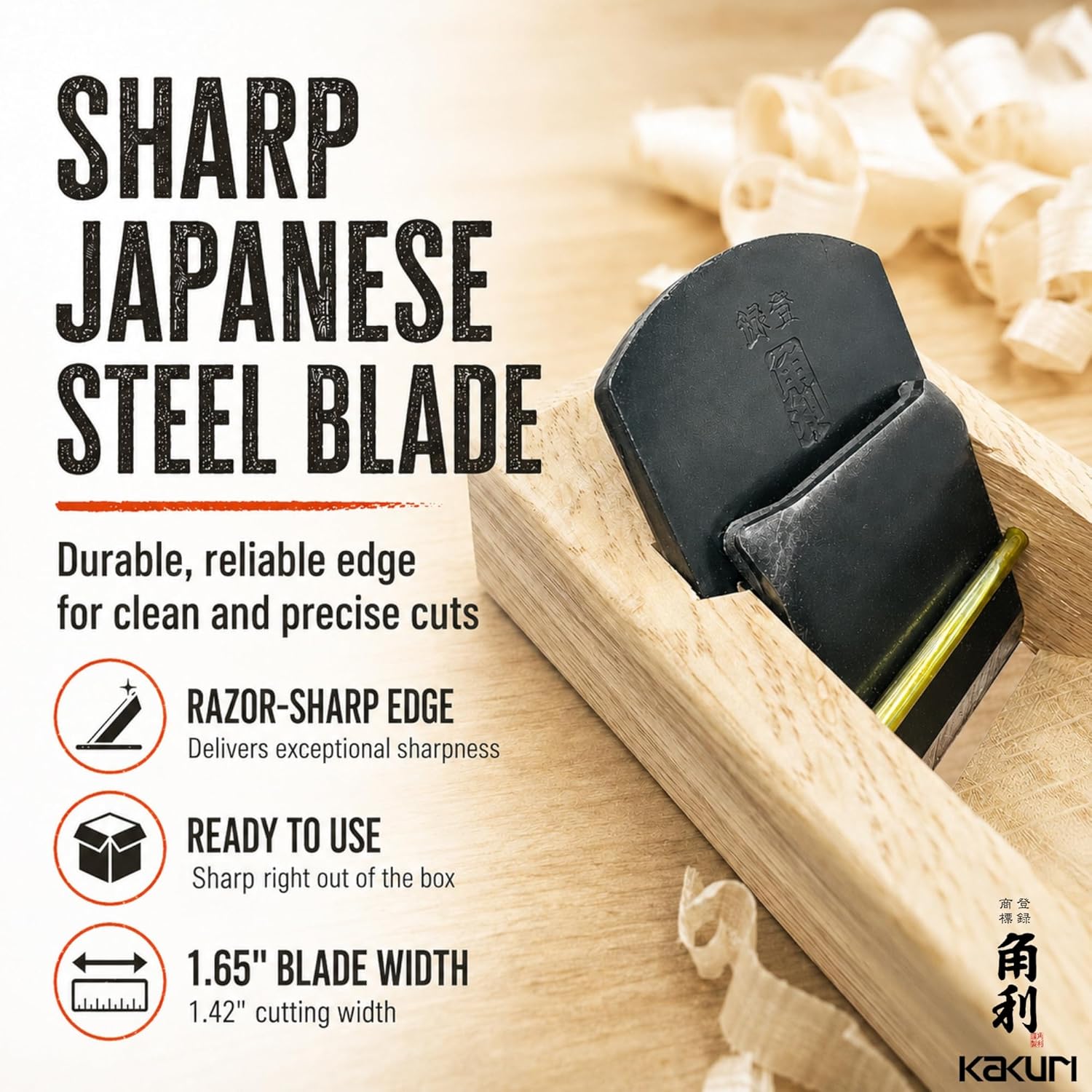Japanese Hand Plane 42mm, Woodworking Block Plane 5.9" x 2.1" | KANNA Small Manual Wood Planer Hand Tool for