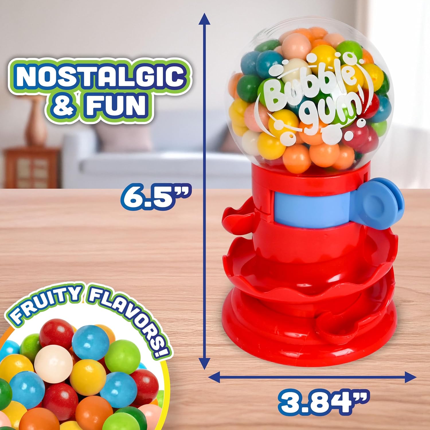 Toymendous Gumball Machine for Kids - Candy Dispenser Piggy Bank - 50 Count