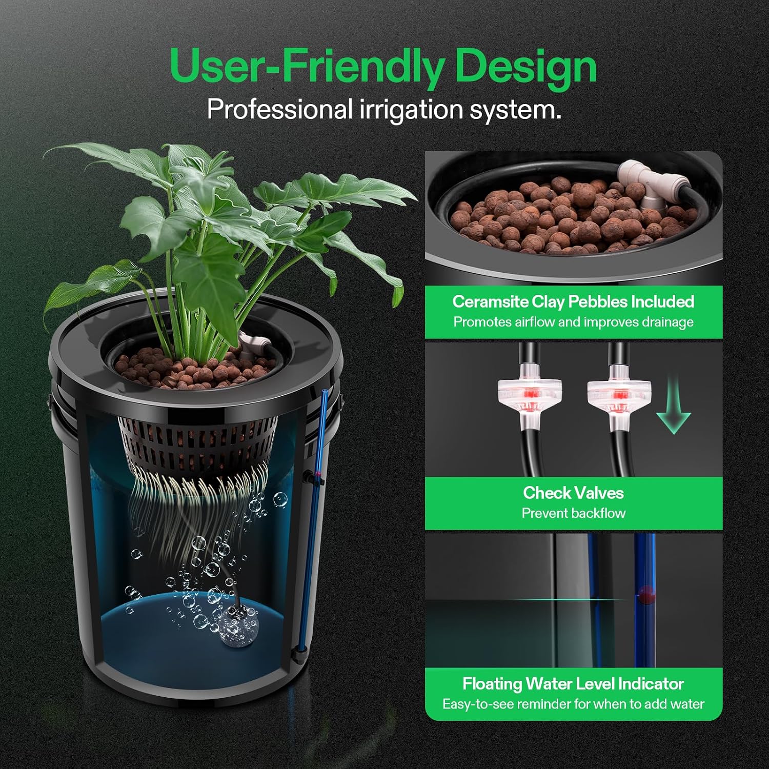 DWC Hydroponics Grow System with Top Drip Kit 1 Bucket | 5-Gallon Deep Water Culture, Recirculating Drip Garden