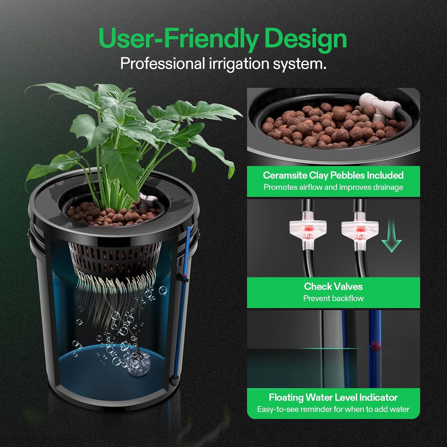 DWC Hydroponics Grow System with Top Drip Kit 4 Buckets | 5-Gallon Deep Water Culture, Recirculating Drip Garden