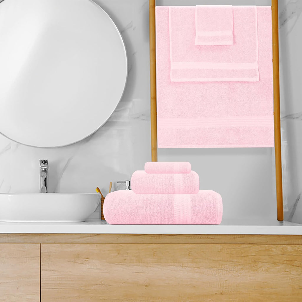 Ultra Soft 8-Piece Towel Set - 100% Pure Ringspun Cotton, Contains 2 Oversized Bath Towels 27x54, 2 Hand Towels