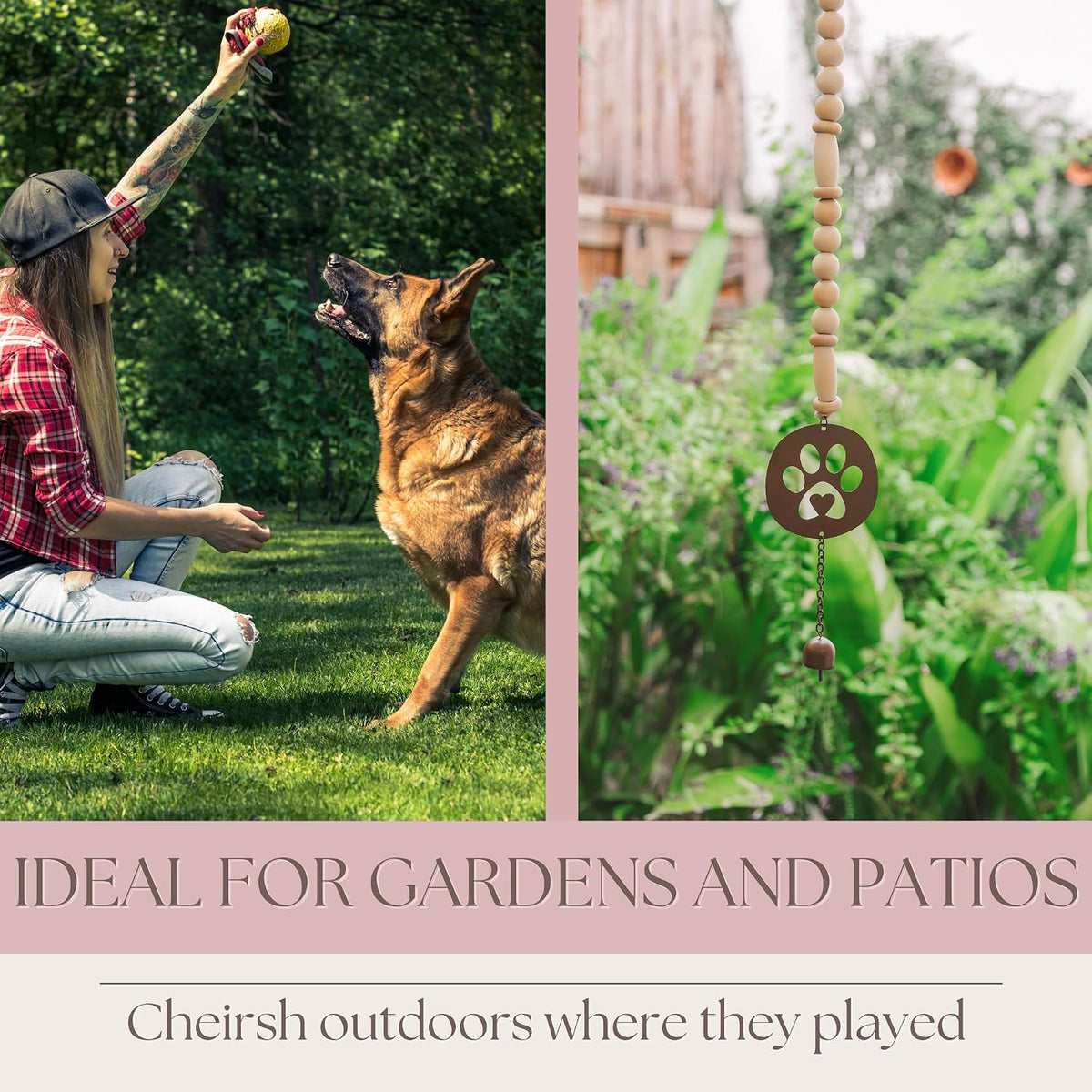 Pet Memorial Wind Chime for Loss of Dog - 28" Paw Print Dog Windchime