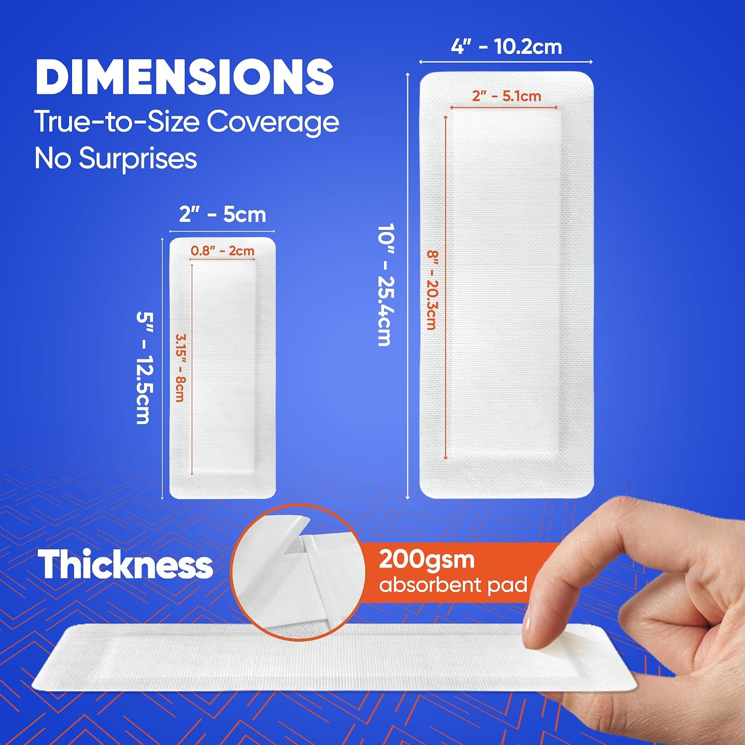 30CT Island Dressing, 2 Sizes 2"x5" & 4"x10" | Bordered Gauze With Adhesive Border | Hypoallergenic Adhesive Gauze