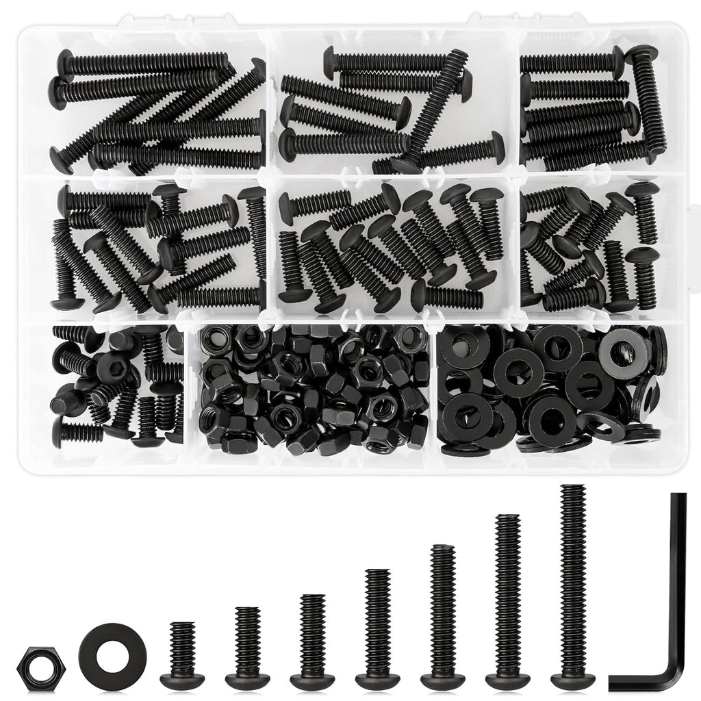 1/4 20 Bolt and Nuts Button Head Hex Socket Cap Screws, 219Pcs