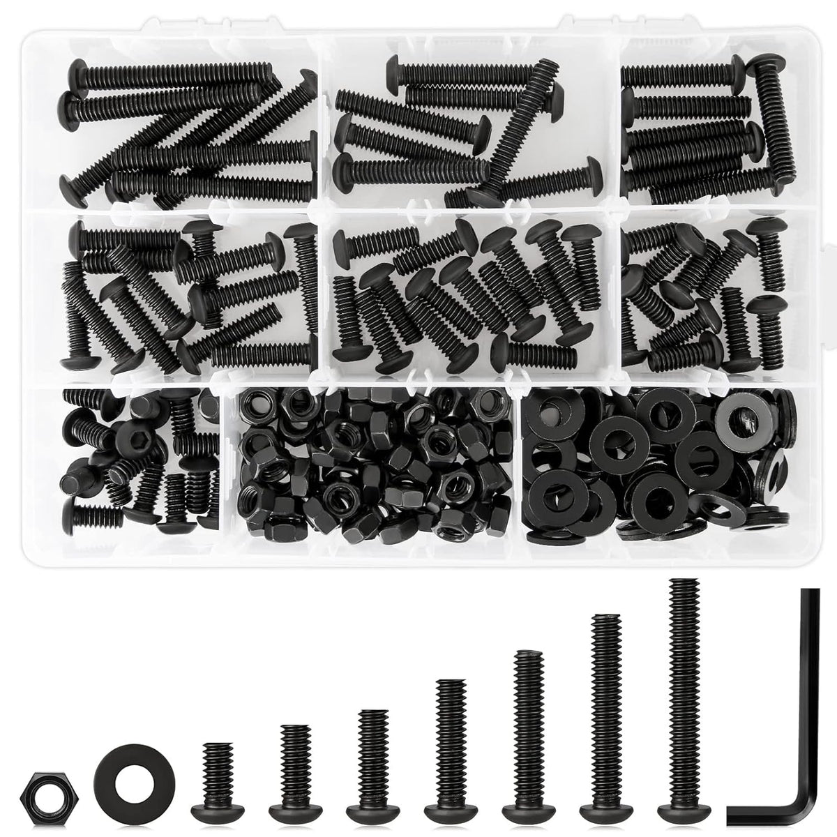 1/4 20 Bolt and Nuts Button Head Hex Socket Cap Screws, 219Pcs