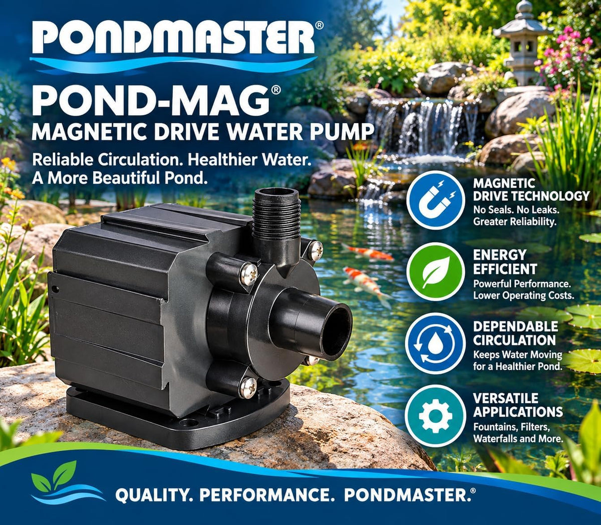 Manufacturing, Inc., Pondmaster 700 GPH Pond-Mag, Magnetic Drive Water Pump, 02527