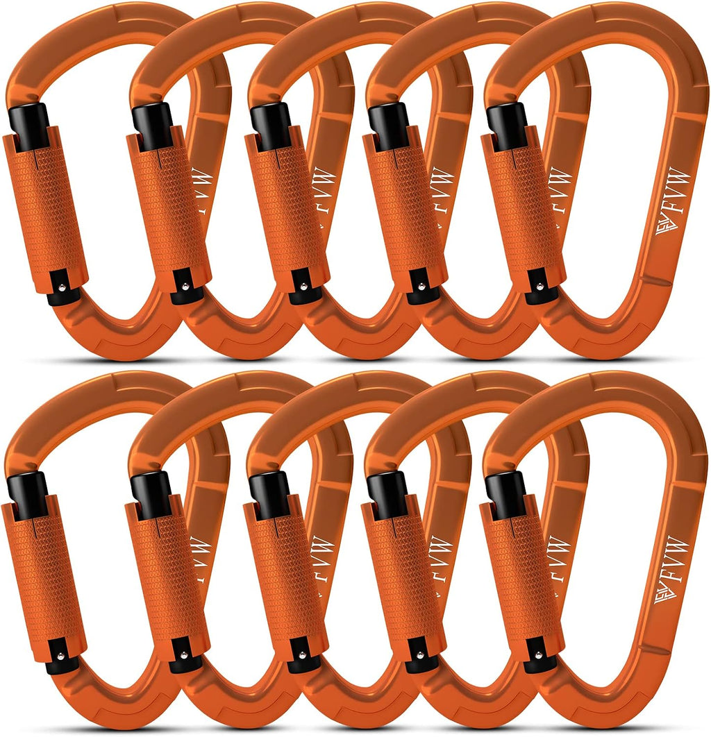 Auto Locking Rock Climbing Carabiner Clips, UIAA Certified Professional 25KN (5620 lbs) Heavy Duty Caribeaners for