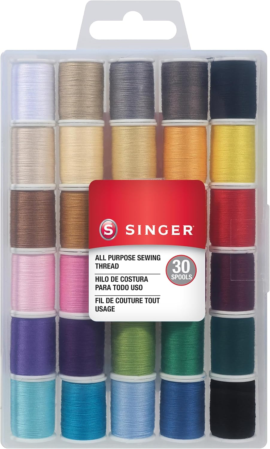 Polyester Sewing Thread Set, Assorted Colors, 50 Yards, 30 Count | 30 spools of polyester thread, 50 yards each