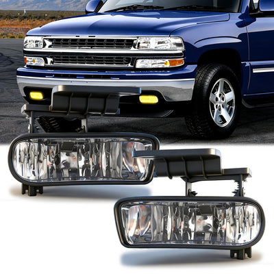 Professional Fog Light Assembly, Clear Waterproof Front Driving Lamps Kit Compatible with 1999-2002 Chevy Silverado