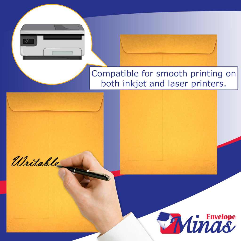 1000 Minas Envelope - 6x9 Catalog Envelopes, Open End with Gummed Seal, 24lb Kraft Paper