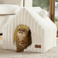 Cat Bed Cave, Enclosed Washable Covered Dog Bed with Support Frame