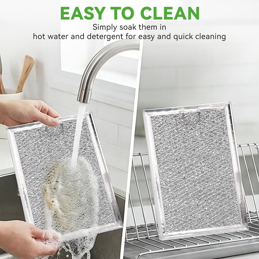 Microwave Grease Filter Replacement for WB02X35491 WB6X10359 Models, Aluminum Mesh Screen for GE, Whirlpool, Frigidaire Microwaves (7-5/8" x 5"), Microwave Vent Filter Replacement, Easy to Clean
