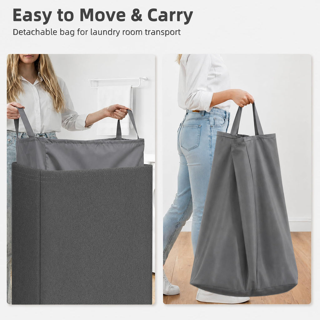 Double Laundry Hamper with Lid, Tall Metal Laundry Baskets