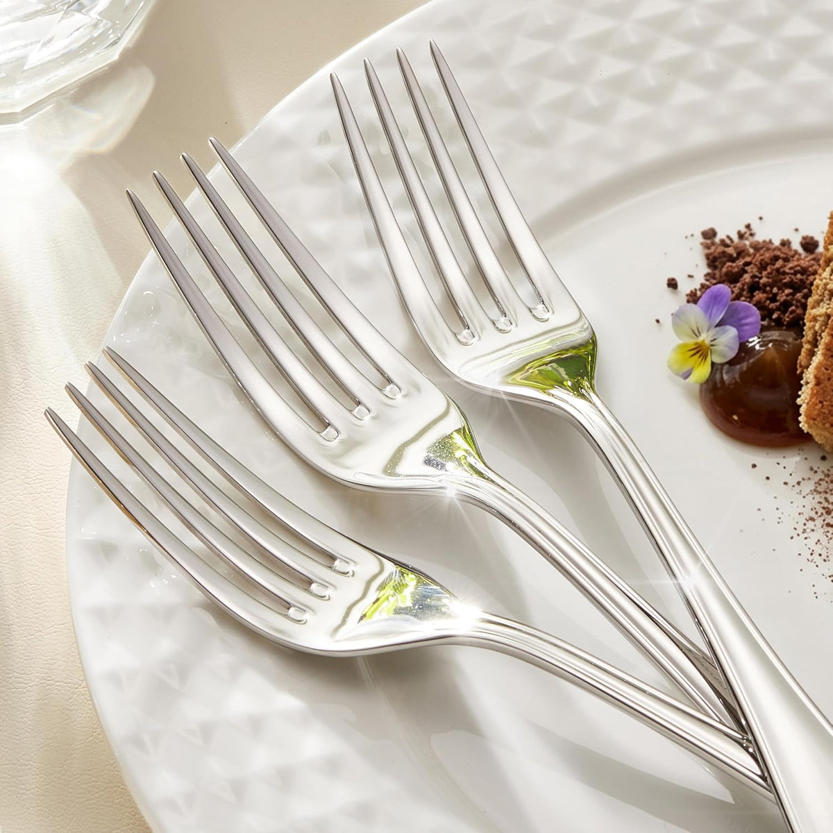 12-Piece 8-Inch Teardrop Dinner Forks Set, 18/10 Stainless Steel Table Fork